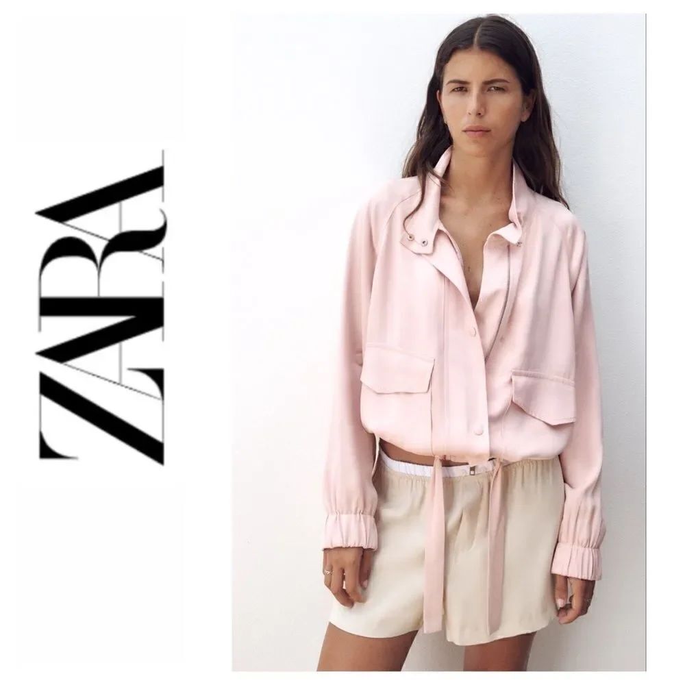 NWT Zara Pocketed Flowy Jacket in Pale Pink, Size Medium